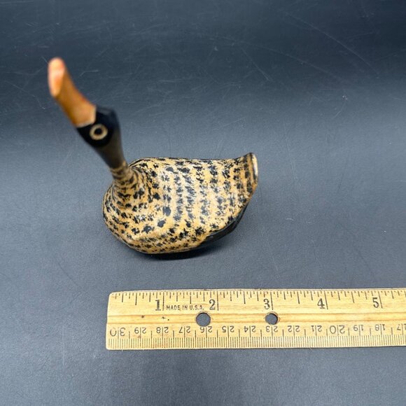 Hand Carved Wooden Duck Figurine Long Neck Ring Holder Rustic Decor Chile 2007 - Picture 10 of 10